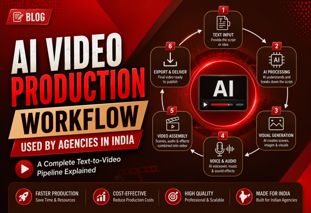 AI video production workflow diagram showing